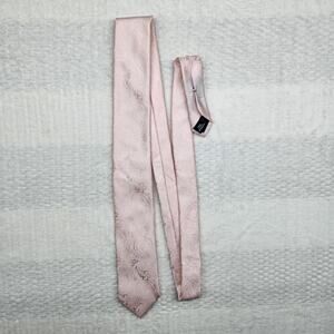 J Ferrar Light Pink Floral Satin Brocade Tie Prom Wedding Formal